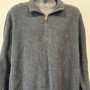 Polo Ralph Lauren Sweater Mens XXT 2XLT‎ Dark Grey 1/4 Zip Long Sleeve Pullover